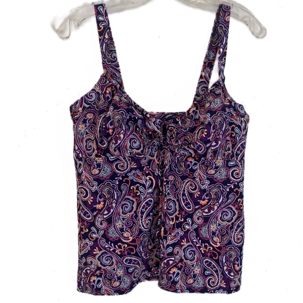 Lands End Navy Paisley Tankini Top Sz 12D